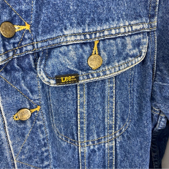 Vintage Lee Trucker Jean Jacket Zig Zag Stitch #153438 SZ S - Picture 5 of 15